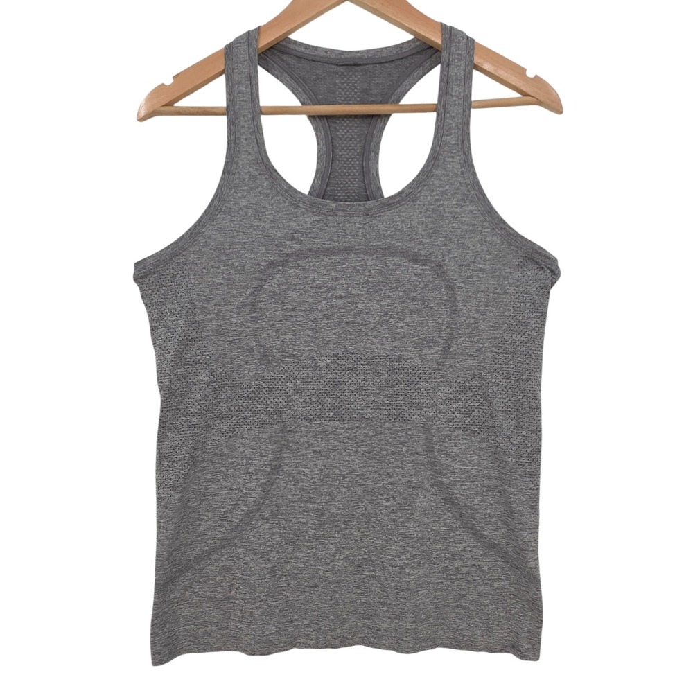 Lululemon Womens 8 Swiftly Tech Racerback Tank Top with Logo in Grey - Picture 2 of 11